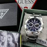 Guess Jolt Chronograph Blue Dial Silver Steel Strap Watch for Men - W0377G2 Authentic Buy Shop Now