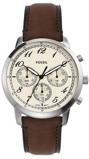Fossil Neutra Chronograph White Dial Brown Leather Strap Watch for Men - FS6022 Authentic Buy Shop Now