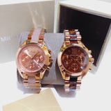 Michael Kors Bradshaw Chronograph Brown Dial Two Tone Steel Strap Watch For Women - MK5944 Authentic Buy Shop Now