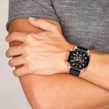 Diesel BAMF Chronograph Black Dial Black Leather Strap Watch For Men - DZ7346 Authentic Buy Shop Now