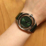 Marc Jacobs Tether Transparent Green Dial Green Leather Strap Watch for Women - MBM1378 Authentic Buy Shop Now