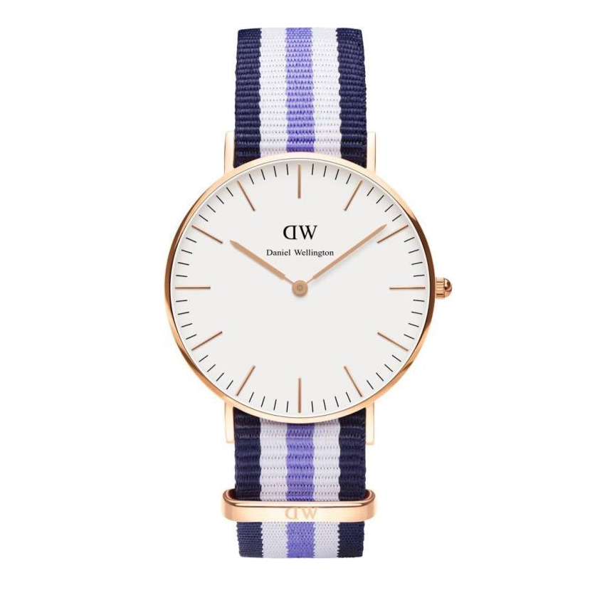 Daniel Wellington Classic Trinity White Dial Three Tone Nylon Strap Watch For Women - 0509DW Authentic Buy Shop Now