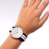 Daniel Wellington Classic Southampton White Dial Three Tone Nylon Strap Watch For Women - DW00100050 Authentic Buy Shop Now