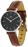 Daniel Wellington Classic Petite St Mawes Black Dial Brown Leather Strap Watch For Women - DW00100237 Authentic Buy Shop Now