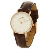 Daniel Wellington Classy Bristol White Dial Brown Leather Strap Watch For Women - DW00100062 Authentic Buy Shop Now