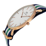 Daniel Wellington Classic Nottingham White Dial Two Tone NATO Strap Watch For Men - 0108DW Authentic Buy Shop Now