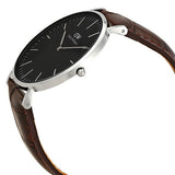 Daniel Wellington Classic York Black Dial Brown Leather Strap Watch For Men - DW00100134 Authentic Buy Shop Now