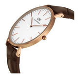 Daniel Wellington Classic York White Dial Brown Leather Strap Watch For Men - DW00100011 Authentic Buy Shop Now