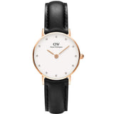 Daniel Wellington Classy Sheffield White Dial Black Leather Strap Watch For Women - DW00100060 Authentic Buy Shop Now