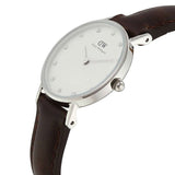 Daniel Wellington Classy Bristol White Dial Brown Leather Strap Watch For Women - DW00100070 Authentic Buy Shop Now