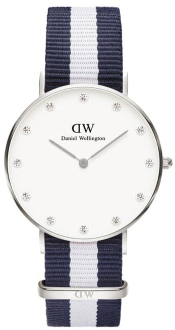 Daniel Wellington Classy Glasgow White Dial Two Tone Nylon Strap Watch For Women - DW00100082 Authentic Buy Shop Now