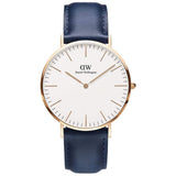 Daniel Wellington Classic Somerset White Dial Blue Leather Strap Watch For Men - DW00100121 Authentic Buy Shop Now