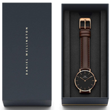 Daniel Wellington Classic York Black Dial Brown Leather Strap Watch For Women - DW00100140 Authentic Buy Shop Now