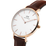 Daniel Wellington Petite St Mawes White Dial Brown Leather Strap Watch For Women - DW00100175 Authentic Buy Shop Now