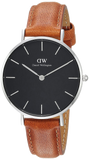 Daniel Wellington Petite Sterling Black Dial Brown Leather Strap Watch For Women - DW00100178 Authentic Buy Shop Now