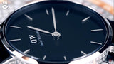 Daniel Wellington Petite Sheffield Black Dial Black Leather Strap Watch For Women - DW00100180 Authentic Buy Shop Now