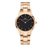 Daniel Wellington Iconic Link Black Dial Rose Gold Steel Strap Watch for Women - DW00100212 Authentic Buy Shop Now