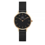 Daniel Wellington Petite Ashfield Black Dial Black Mesh Strap Watch For Women - DW00100245 Authentic Buy Shop Now