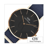 Daniel Wellington Classic Bayswater Black Dial Black NATO Strap Watch For Men - DW00100277 Authentic Buy Shop Now