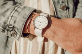 Daniel Wellington Classic Dover White Dial White Nylon Strap Watch For Women - DW00100309 Authentic Buy Shop Now