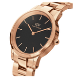 Daniel Wellington Iconic Link Black Dial Rose Gold Steel Strap Watch For Men - DW00100344 Authentic Buy Shop Now