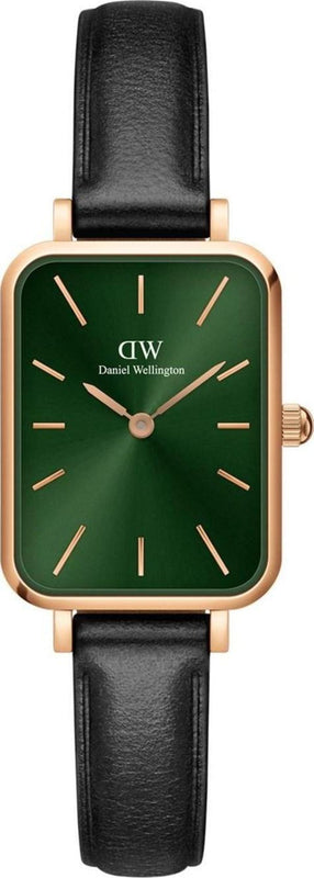 Daniel Wellington Quadro Pressed Melrose Emerald Green Dial Black Leather Strap Watch For Women - DW00100446 Authentic Buy Shop Now