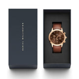 Daniel Wellington Iconic Chronograph St Mawes Brown Dial Brown Leather Strap Watch For Men - DW00100640 Authentic Buy Shop Now