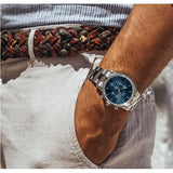 Daniel Wellington Iconic Chronograph Link Blue Dial Silver Steel Strap Watch For Men - DW00100644 Authentic Buy Shop Now