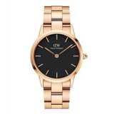 Daniel Wellington Iconic Link Black Dial Rose Gold Steel Strap Watch for Women - DW00100210 Authentic Buy Shop Now