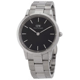 Daniel Wellington Iconic Link Black Dial Silver Steel Strap Watch for Women - DW00100204 Authentic Buy Shop Now