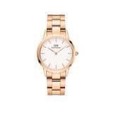 Daniel Wellington Iconic Link White Dial Rose Gold Steel Strap Watch For Women - DW00100211 Authentic Buy Shop Now