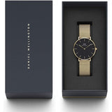 Daniel Wellington Petite Evergold Black Dial Gold Mesh Strap Watch For Women - DW00100345 Authentic Buy Shop Now