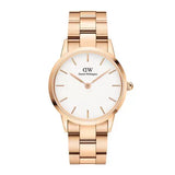 Daniel Wellington Iconic Link White Dial Rose Gold Steel Strap Watch For Women - DW00100209 Authentic Buy Shop Now