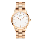 Daniel Wellington Iconic Link White Dial Rose Gold Steel Strap Watch For Women - DW00100209 Authentic Buy Shop Now