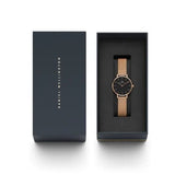 Daniel Wellington Classic Petite Melrose Black Dial Rose Gold Mesh Bracelet Watch For Women - DW00100217 Authentic Buy Shop Now