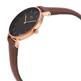 Daniel Wellington Classic Petite St Mawes Black Dial Brown Leather Strap Watch For Women - DW00100225 Authentic Buy Shop Now