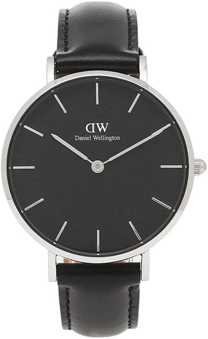 Daniel Wellington Petite Sheffield Black Dial Black Leather Strap Watch For Women - DW00100180 Authentic Buy Shop Now