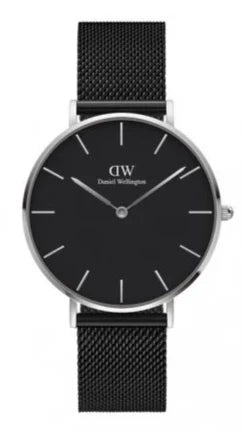 Daniel Wellington Petite Ashfield Black Dial Black Mesh Strap Watch For Women - DW00100308 Authentic Buy Shop Now