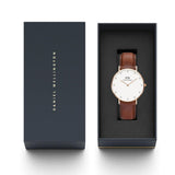 Daniel Wellington Classy St Mawes White Dial Brown Leather Strap Watch For Women - DW00100075 Authentic Buy Shop Now