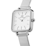 Daniel Wellington Quadro Studio White Dial Silver Mesh Bracelet Watch For Women - DW00100521 Authentic Buy Shop Now