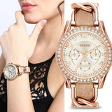 Fossil Riley White Dial Sand Leather Strap Watch for Women - ES3466 Authentic Buy Shop Now