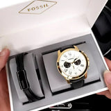 Fossil Grant Chronograph White Dial Black Leather Strap Watch for Men - FS5272 Authentic Buy Shop Now
