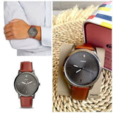 Fossil The Minimalist 3H Grey Dial Brown Leather Strap Watch for Men - FS5479 Authentic Buy Shop Now
