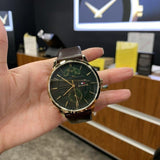 Tommy Hilfiger Hunter Green Dial Brown Leather Strap Watch for Men - 1791607 Authentic Buy Shop Now