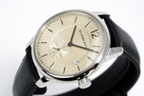 Burberry The Classic Horseferry Beige Dial Black Leather Strap Watch for Men - BU10000 Authentic Buy Shop Now