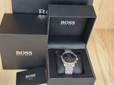 Hugo Boss Jet Black Dial Silver Steel Strap Watch for Men - 1513383 Authentic Buy Shop Now