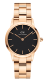 Daniel Wellington Iconic Link Black Dial Rose Gold Steel Strap Watch for Women - DW00100212 Authentic Buy Shop Now