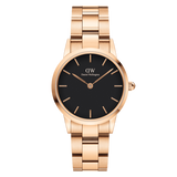 Daniel Wellington Iconic Link Black Dial Rose Gold Steel Strap Watch for Women - DW00100210 Authentic Buy Shop Now