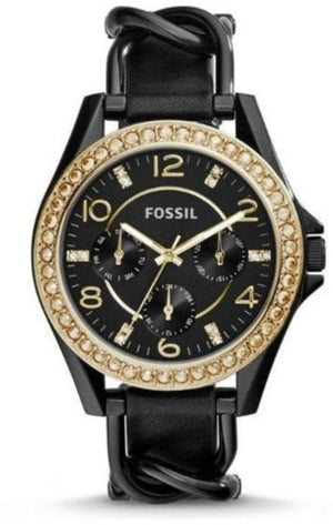 Fossil Riley Black Dial Black Leather Strap Watch for Women - ES3696 Authentic Buy Shop Now