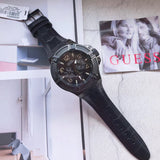 Guess Rigor Analog Black Dial Black Leather Strap Watch For Men - W0040G1 Authentic Buy Shop Now